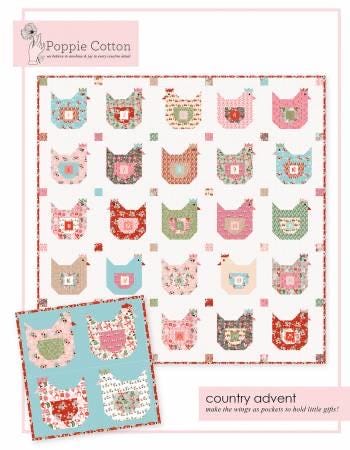 Poppie Cotton Country Advent Quilt Pattern PHP1970 Finished Size: 72"x72"