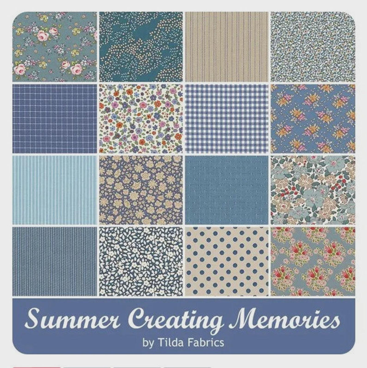 Tilda Creating Memories Summer and Ocean Blues Fabric Collection 16pc Fat Eight Bundle Authentic Premium 100% Cotton Fabrics