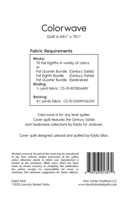 Laundry Basket Quilts Colorwave Quilt Pattern LBQ-1357-P Finished Size: 65.50"x70.5"
