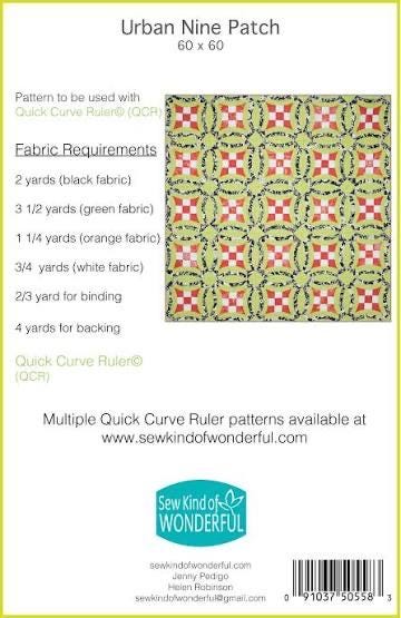 Sew Kind of Wonderful Urban Nine Patch Quilt Pattern #109 Finished Size: 60"x60" (SKW Rulers Sold Separately)
