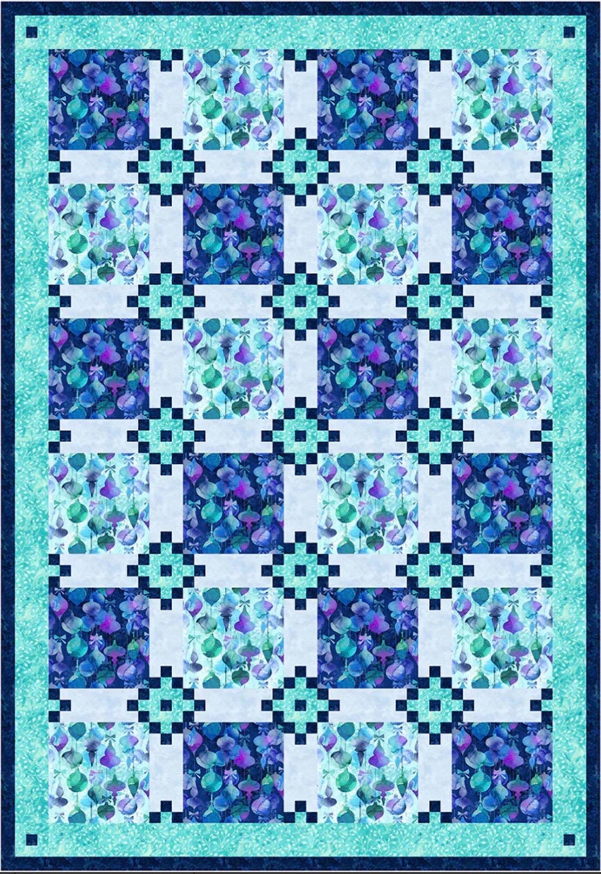 Fabric Cafe Harbor View Quilt Pattern - Uses Only 5 Yards of Fabric Finished Size: 53"x77"