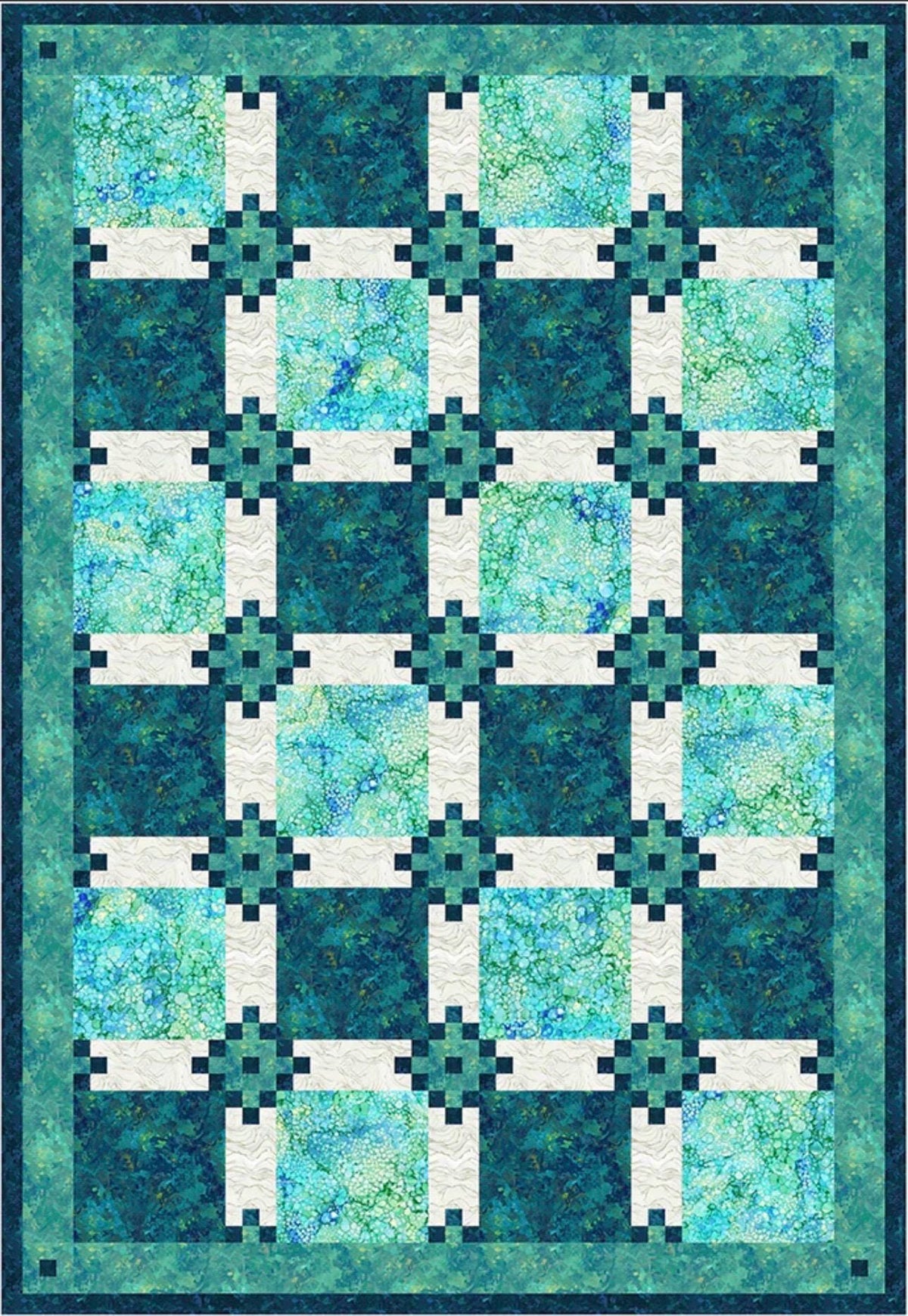 Fabric Cafe Harbor View Quilt Pattern - Uses Only 5 Yards of Fabric Finished Size: 53"x77"