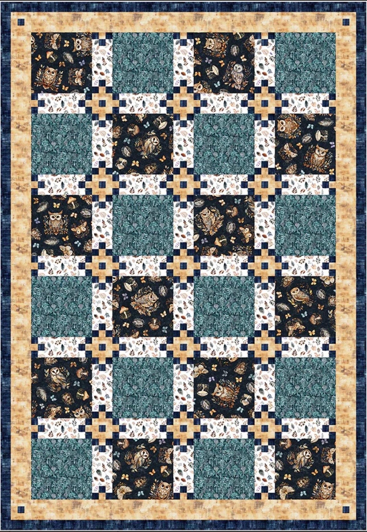 Fabric Cafe Harbor View Quilt Pattern - Uses Only 5 Yards of Fabric Finished Size: 53"x77"