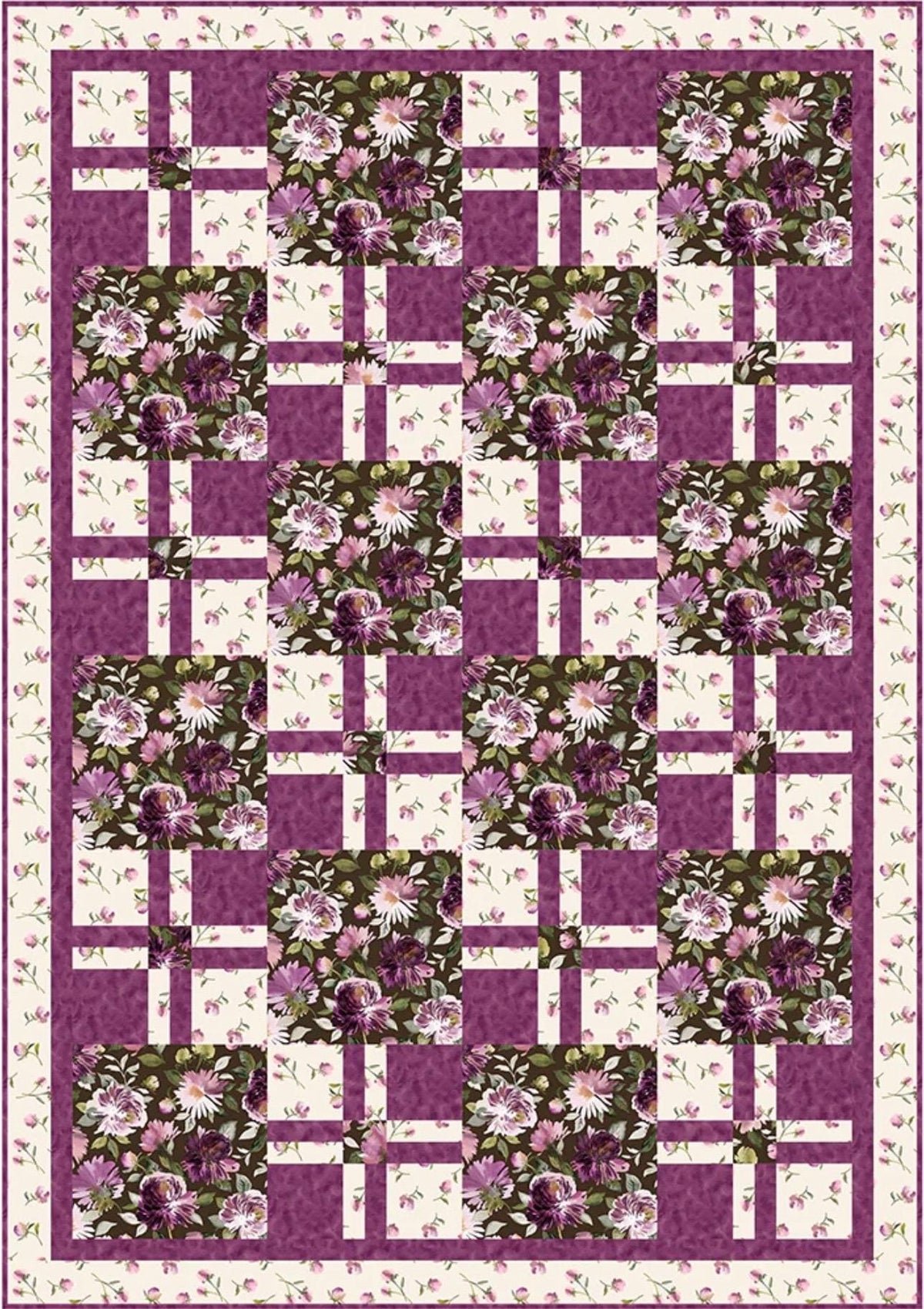 Fabric Cafe Daydream Quilt Pattern - Uses Only 3 Yards of Fabric Finished Size: 42"x60"