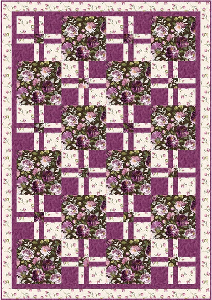 Fabric Cafe Daydream Quilt Pattern - Uses Only 3 Yards of Fabric Finished Size: 42"x60"