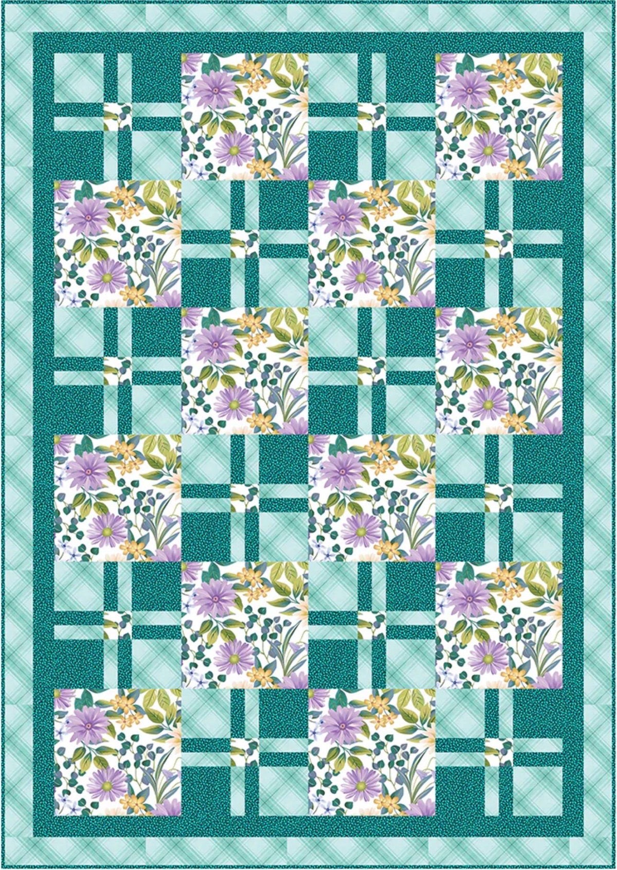 Fabric Cafe Daydream Quilt Pattern - Uses Only 3 Yards of Fabric Finished Size: 42"x60"