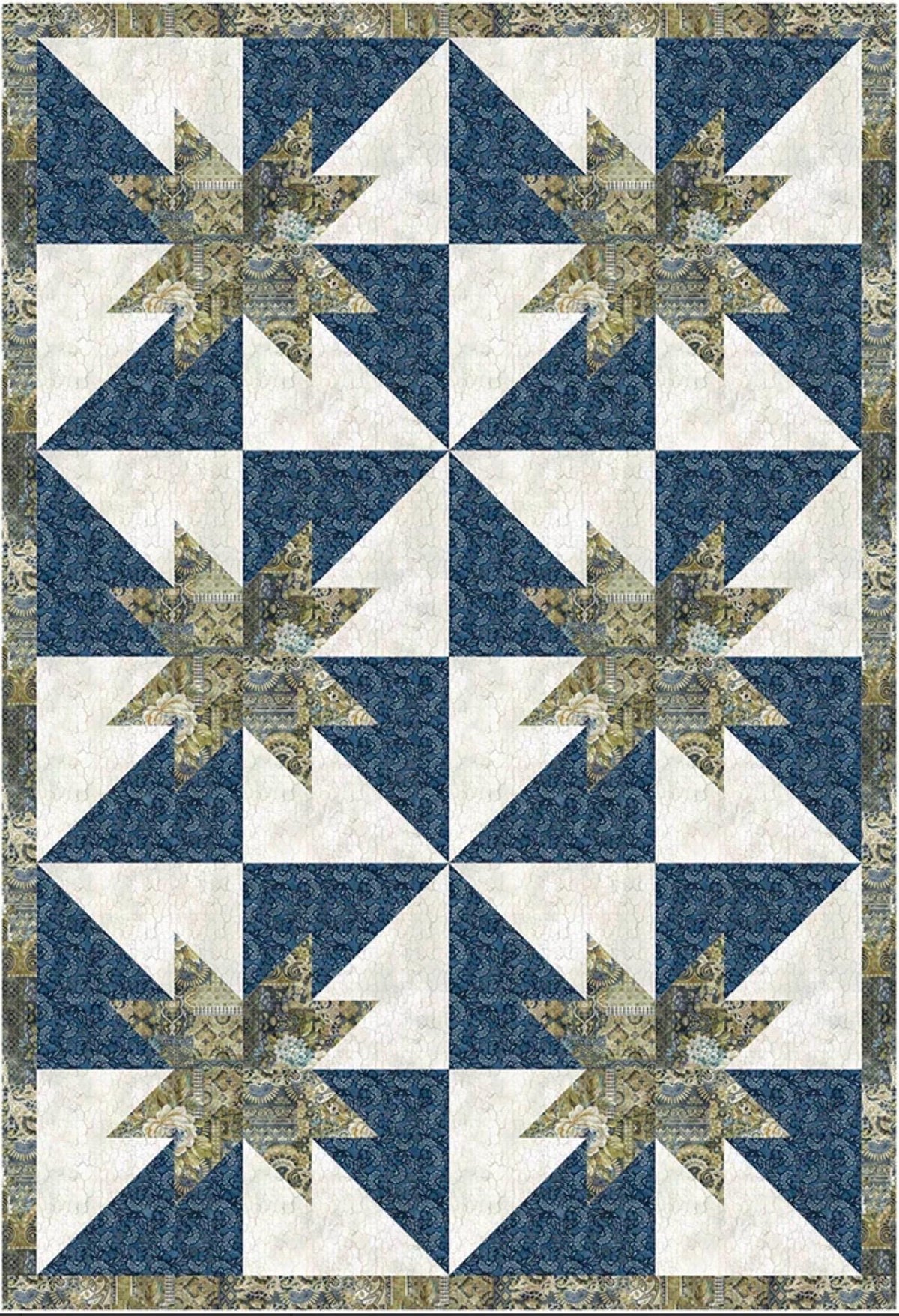 Fabric Cafe Radiant Quilt Pattern - Uses Only 3 Yards of Fabric Finished Size: 38.5"x56.5"