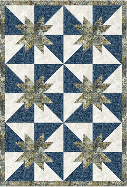 Fabric Cafe Radiant Quilt Pattern - Uses Only 3 Yards of Fabric Finished Size: 38.5"x56.5"