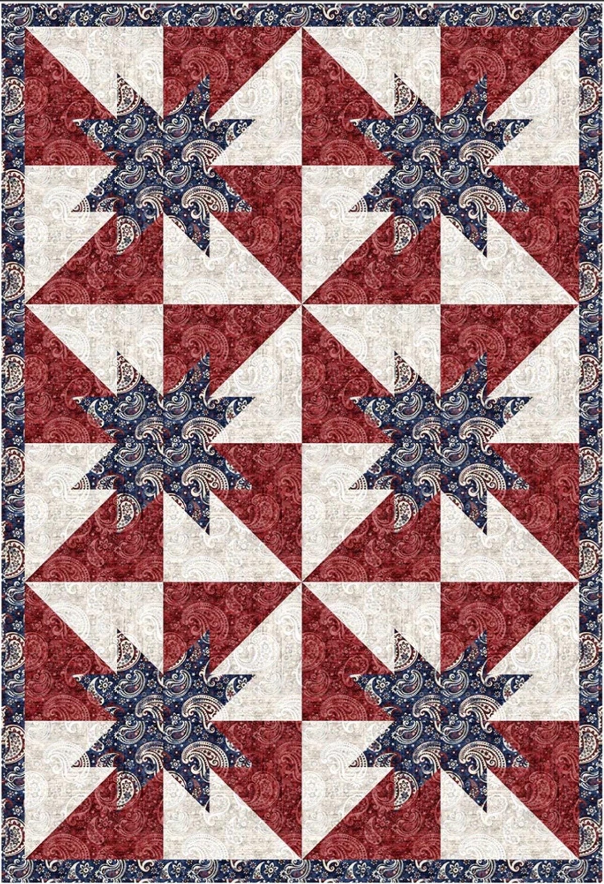 Fabric Cafe Radiant Quilt Pattern - Uses Only 3 Yards of Fabric Finished Size: 38.5"x56.5"