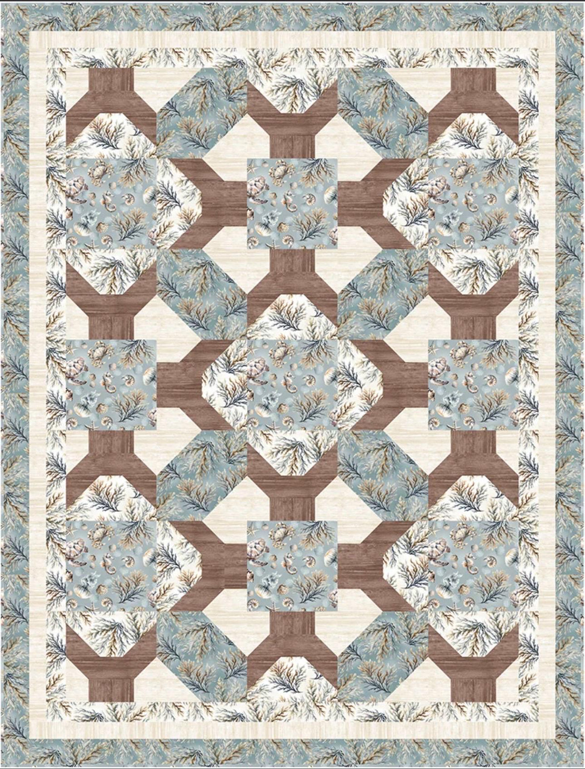 Fabric Cafe Boardwalk Quilt Pattern - Uses Only 5 Yards of Fabric Finished Size: 51"x67"