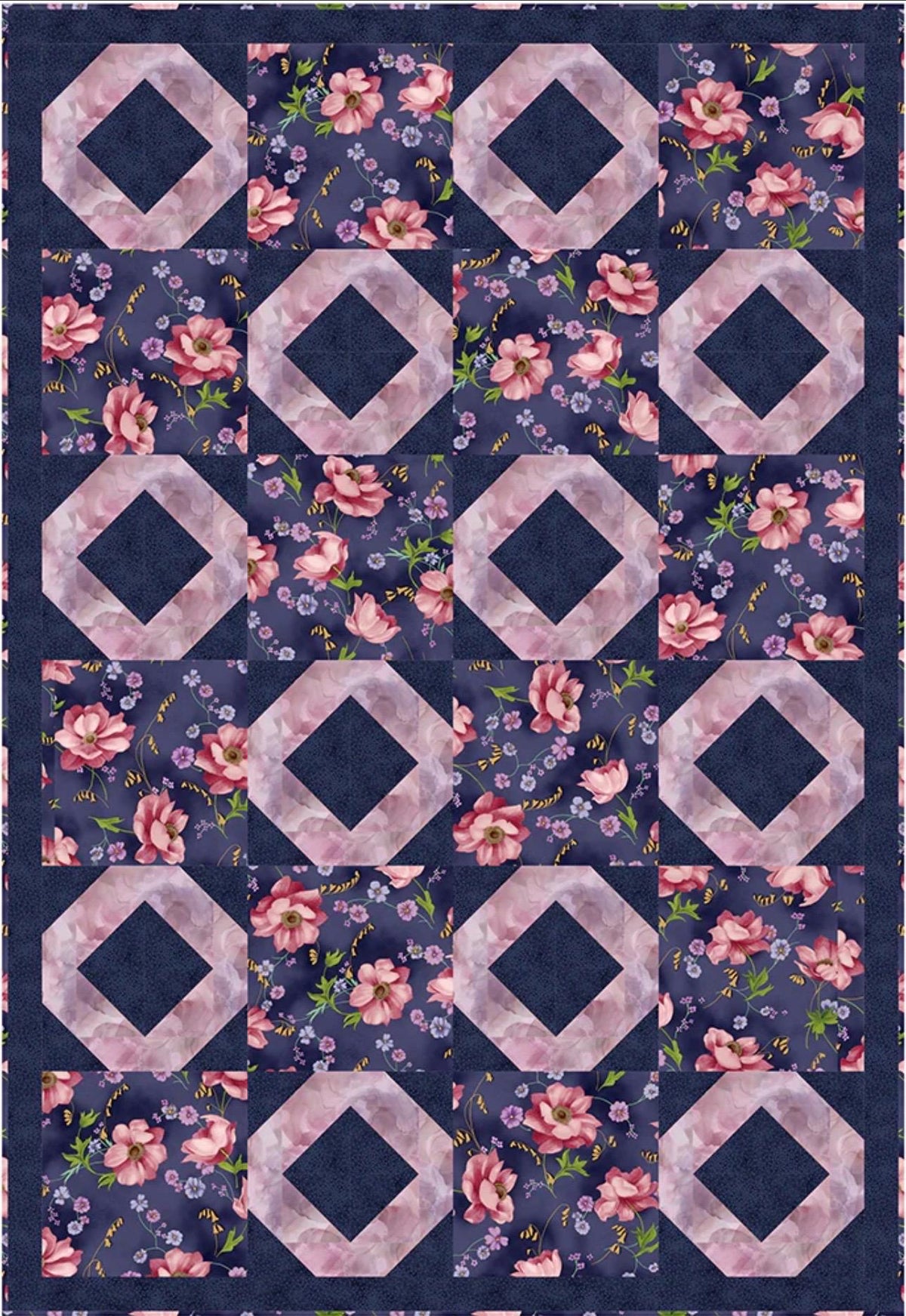 Fabric Cafe Shoreline Quilt Pattern - Uses Only 3 Yards of Fabric Finished Size: 39"x57"