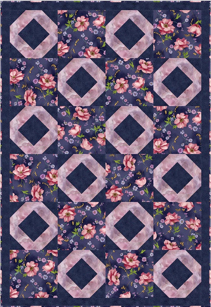 Fabric Cafe Shoreline Quilt Pattern - Uses Only 3 Yards of Fabric Finished Size: 39"x57"