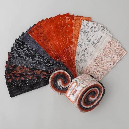 Maywood Studio Spooky Stitches Fabric Collection 40pc (2.5" Strips) Jellyroll Authentic Premium 100% Cotton Fabrics