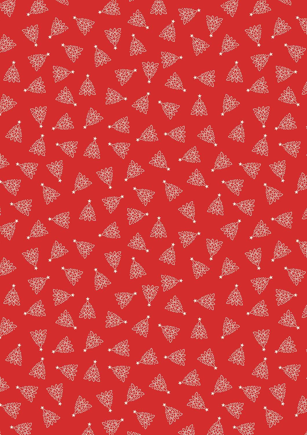 Lewis & Irene Celtic Christmas Fabric Collection Celtic Trees on Winter Red C131C Authentic Premium 100% Cotton Quilt Shop Quality Fabrics