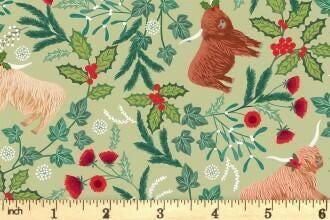Lewis & Irene Celtic Christmas Fabric Collection Highlands on Festive Sage C130B Authentic Premium 100% Cotton Quilt Shop Quality Fabrics