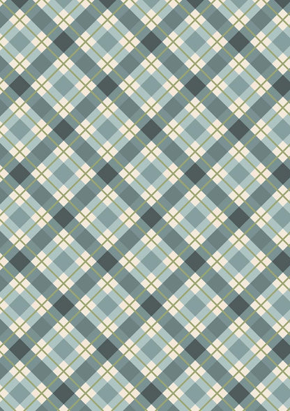 Lewis & Irene Celtic Christmas Fabric Collection Winter Blue Check C132A Authentic Premium 100% Cotton Quilt Shop Quality Fabrics