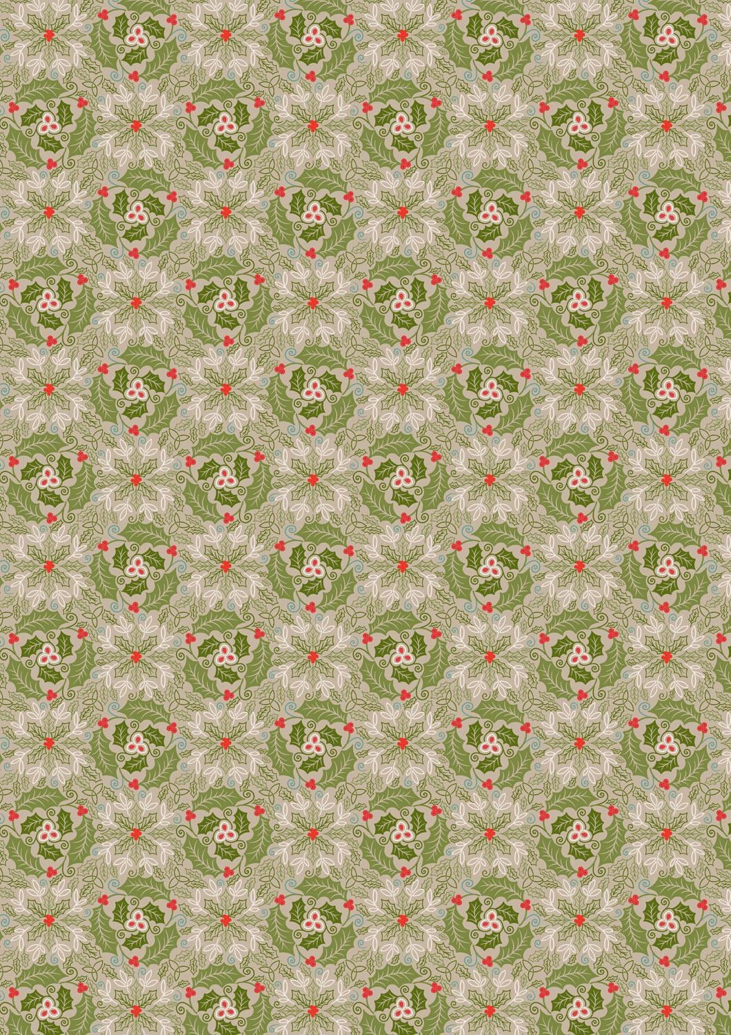 Lewis & Irene Celtic Christmas Fabric Collection Festive Celtic Leaves on Green C133B Authentic Premium 100% Cotton Fabrics