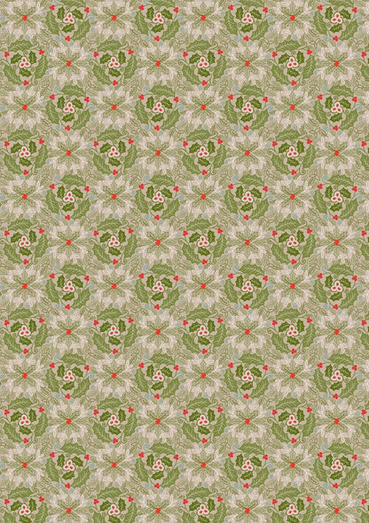 Lewis & Irene Celtic Christmas Fabric Collection Festive Celtic Leaves on Green C133B Authentic Premium 100% Cotton Fabrics