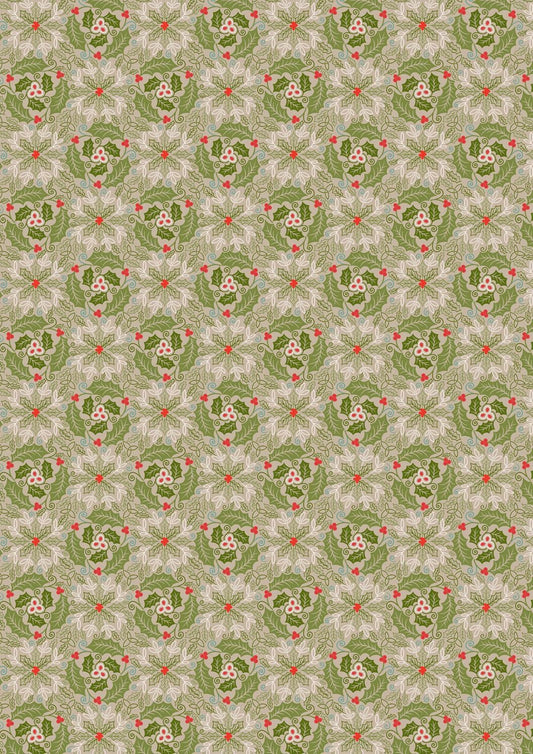 Lewis & Irene Celtic Christmas Fabric Collection Festive Celtic Leaves on Green C133B Authentic Premium 100% Cotton Fabrics