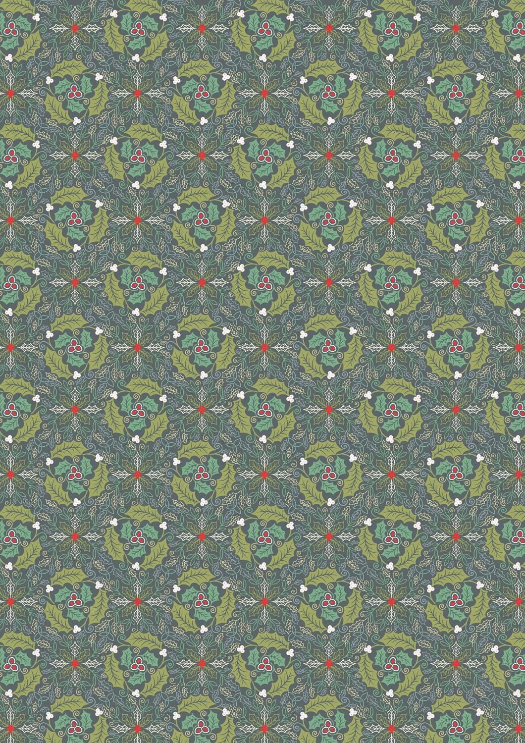 Lewis & Irene Celtic Christmas Fabric Collection Festive Celtic Leaves on Winter C133C Authentic Premium 100% Cotton Fabrics