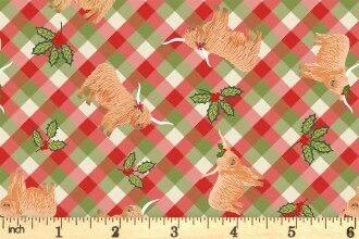 Lewis & Irene Celtic Christmas Fabric Collection Highlands and Holly Festive Gingham C135C Authentic Premium 100% Cotton Fabrics