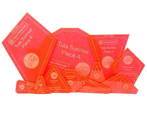 Tula Pink Tula Sunrise Pattern and Complete Piece Pack (Optional 11pc Acrylic Template Set with 3/8" Seam Allowance)