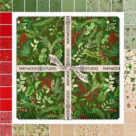 Maywood Studio Winter Wreaths Fabric Collection 10" Stacker Layer Cake Authentic Premium 100% Cotton Fabrics