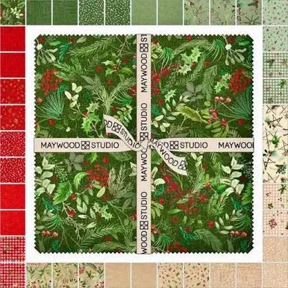Maywood Studio Winter Wreaths Fabric Collection 10" Stacker Layer Cake Authentic Premium 100% Cotton Fabrics