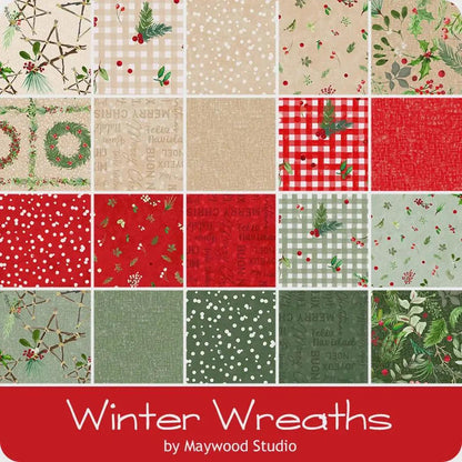 Maywood Studio Winter Wreaths Fabric Collection 19pc Fat Quarter Bundle Authentic Premium 100% Cotton Fabrics