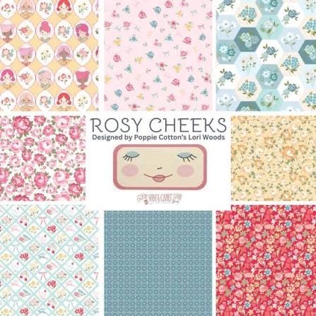 Poppie Cotton Rosy Cheeks Fabric Collection 24pc Fat Quarter Bundle Authentic Premium 100% Cotton Fabrics