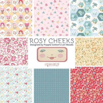 Poppie Cotton Rosy Cheeks Fabric Collection 24pc Fat Quarter Bundle Authentic Premium 100% Cotton Fabrics