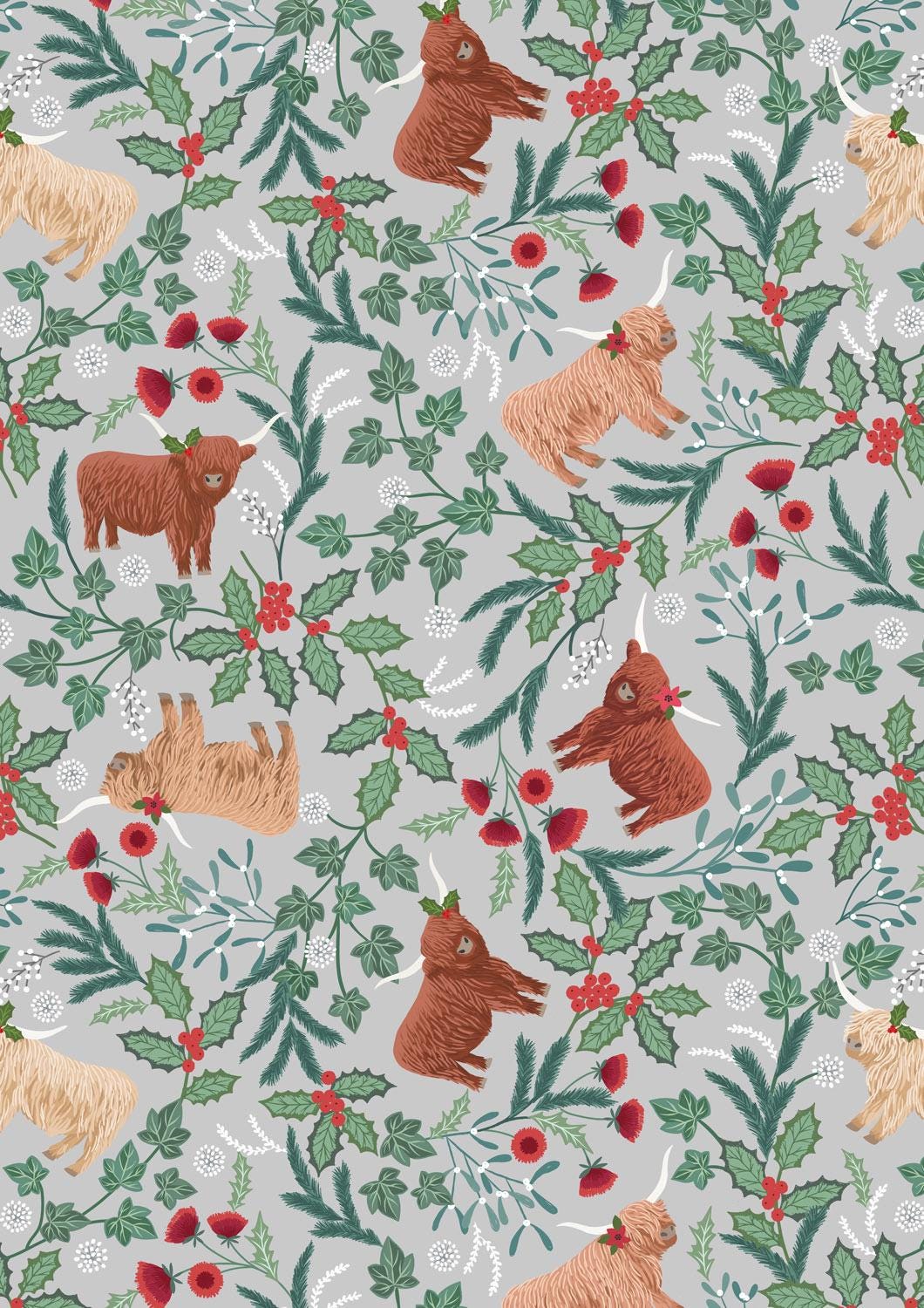 Lewis & Irene Celtic Christmas Fabric Collection Highlands on Misty Silver C130A Authentic Premium 100% Cotton Quilt Shop Quality Fabrics