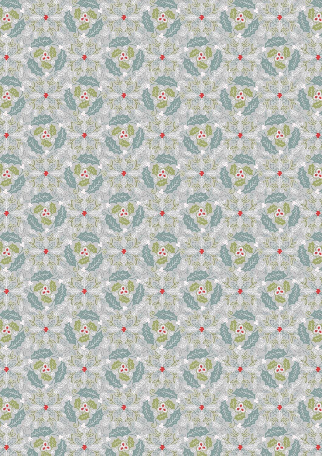 Lewis & Irene Celtic Christmas Fabric Collection Festive Celtic Leaves on Silver C133A Authentic Premium 100% Cotton Fabrics