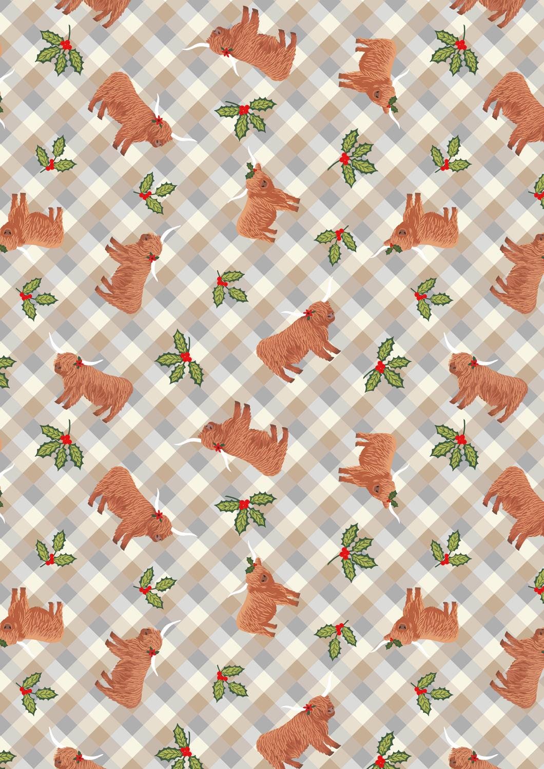 Lewis & Irene Celtic Christmas Fabric Collection Highlands and Holly Winter Morning Gingham C135A Authentic Premium 100% Cotton Fabrics