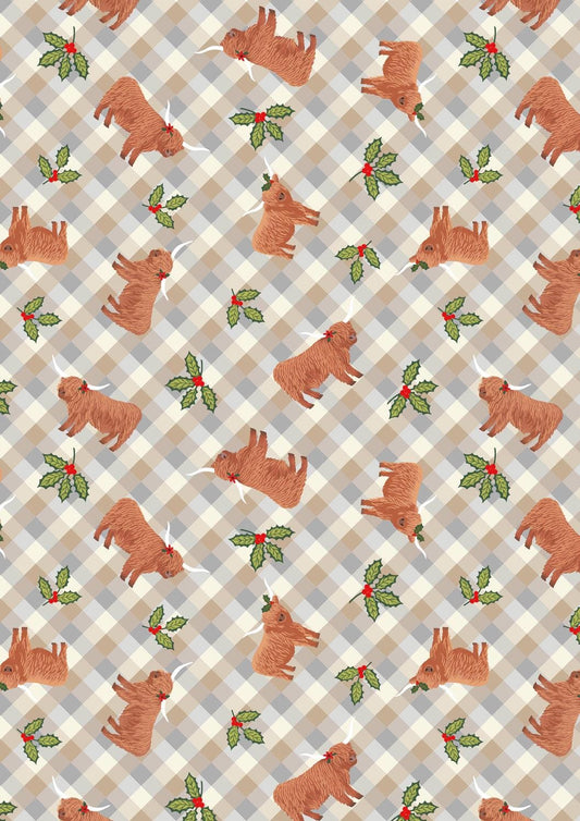 Lewis & Irene Celtic Christmas Fabric Collection Highlands and Holly Winter Morning Gingham C135A Authentic Premium 100% Cotton Fabrics