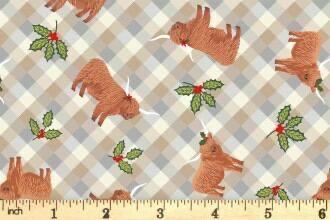 Lewis & Irene Celtic Christmas Fabric Collection Highlands and Holly Winter Morning Gingham C135A Authentic Premium 100% Cotton Fabrics