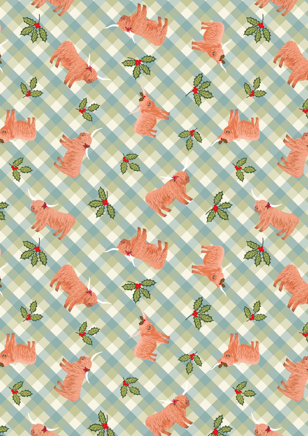 Lewis & Irene Celtic Christmas Fabric Collection Highlands and Holly Icy Meadow Gingham C135B Authentic Premium 100% Cotton Fabrics