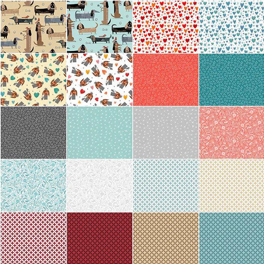 Benartex Comtempo It's Raining Cats & Dogs Fabric Collection 40pc (2.5" Strips) Jellyroll Authentic Premium 100% Cotton Fabrics