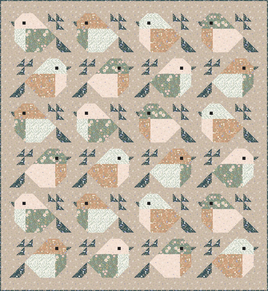 Limited Edition Pen + Paper Patterns Sparrows Quilt Kit Featuring Lewis & Irene Sky Garden Fabric Collection