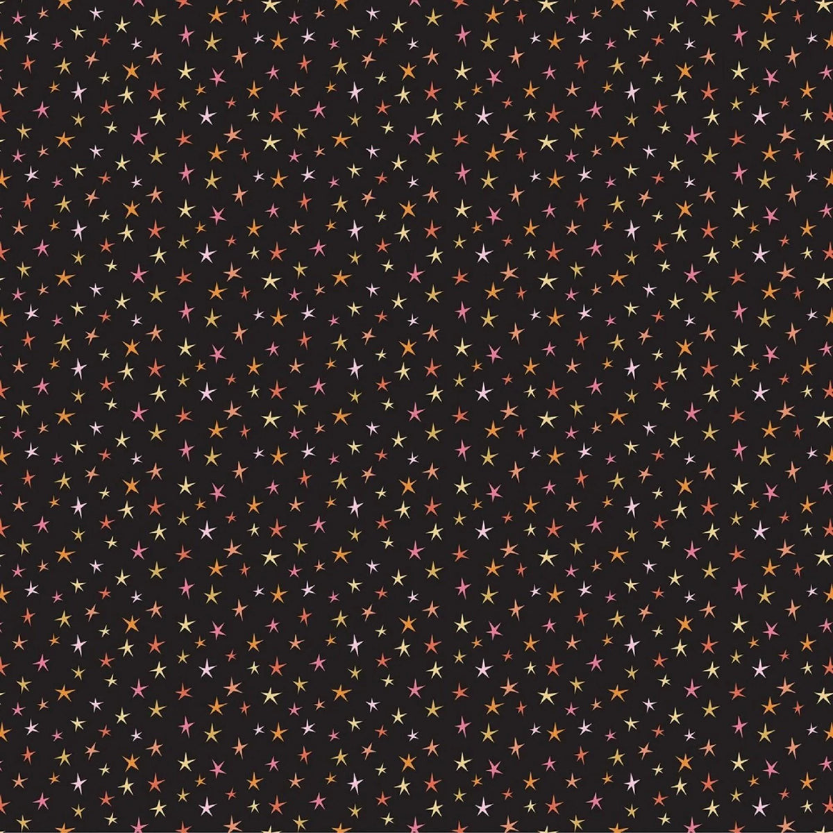 Poppie Cotton Kitty Loves Candy Fabric Collection Stars on Black