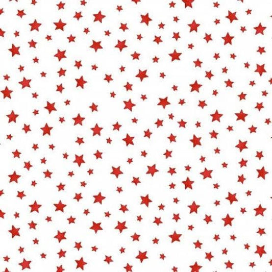 END OF BOLT 15"Maywood Studio Back Porch Celebrations Fabric Collection Red Stars on White