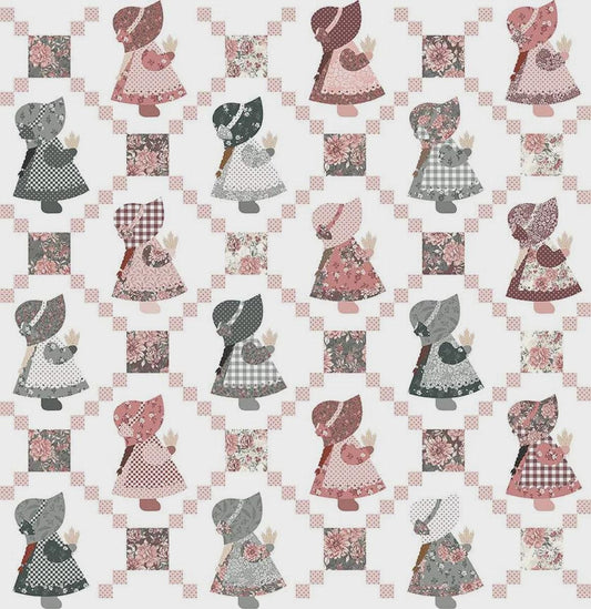 END OF BOLT 13.5" Wideback Riley Blake A Walk on the Prairie Sunbonnet Sue (107"-108") WB15241-White