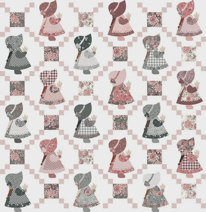 END OF BOLT 12" Wideback Riley Blake A Walk on the Prairie Sunbonnet Sue (107"-108") WB15241-White