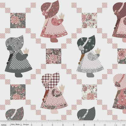 END OF BOLT 12" Wideback Riley Blake A Walk on the Prairie Sunbonnet Sue (107"-108") WB15241-White