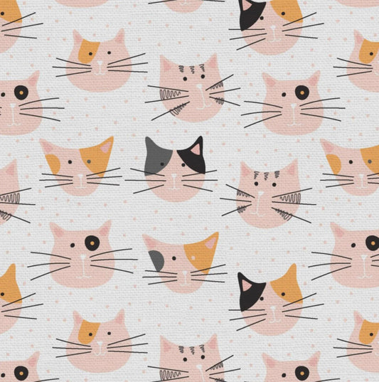 END OF BOLT 10" Paintbrush Studio Tails & Whiskers Fabric Collection Cat Heads on Cream