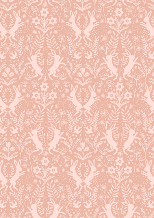 Lewis & Irene Spring Hare Reloved Fabric Collection Small Hares on Light Terracotta A728.1