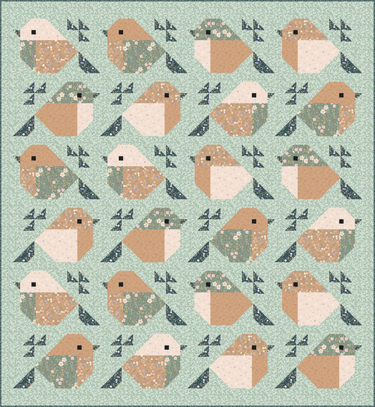 Limited Edition Pen + Paper Patterns Sparrows Quilt Kit Featuring Lewis & Irene Sky Garden Fabric Collection