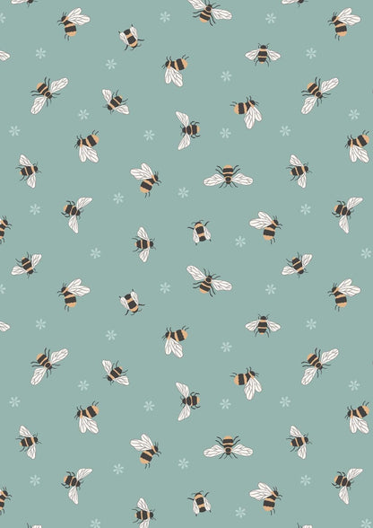 Lewis & Irene Queen Bee Fabric Collection Bees on Duck Egg Blue A503.3
