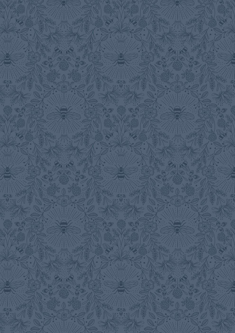 Lewis & Irene Queen Bee Fabric Collection Queen Bee on Dark Blue A502.3
