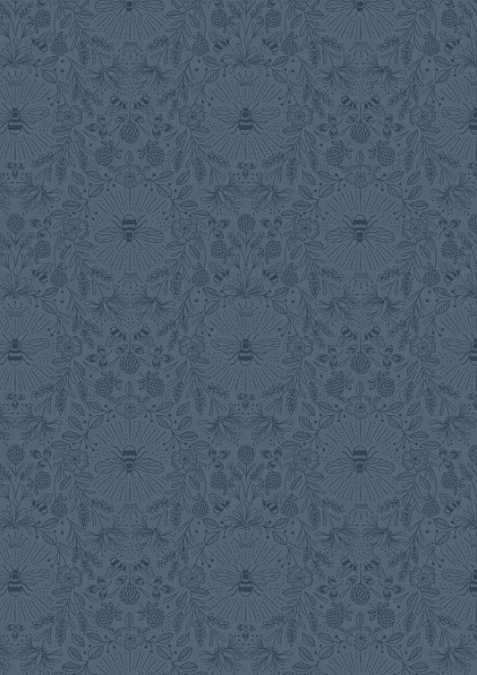 Lewis & Irene Queen Bee Fabric Collection Queen Bee on Dark Blue A502.3